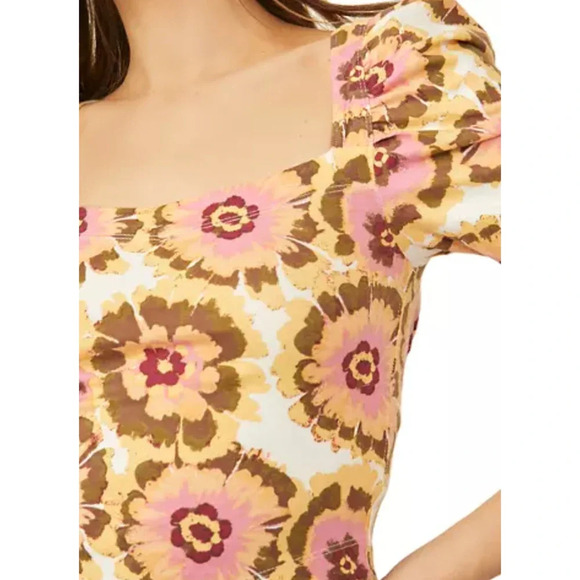 Free People Give Me More Multi Floral Ivory Combo Crop Top Size Small - Picture 3 of 9